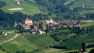 Uitzicht op Barolo en wijngaarden